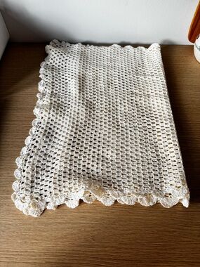 Handmade Crocheted Lace Doily Runner - Cream